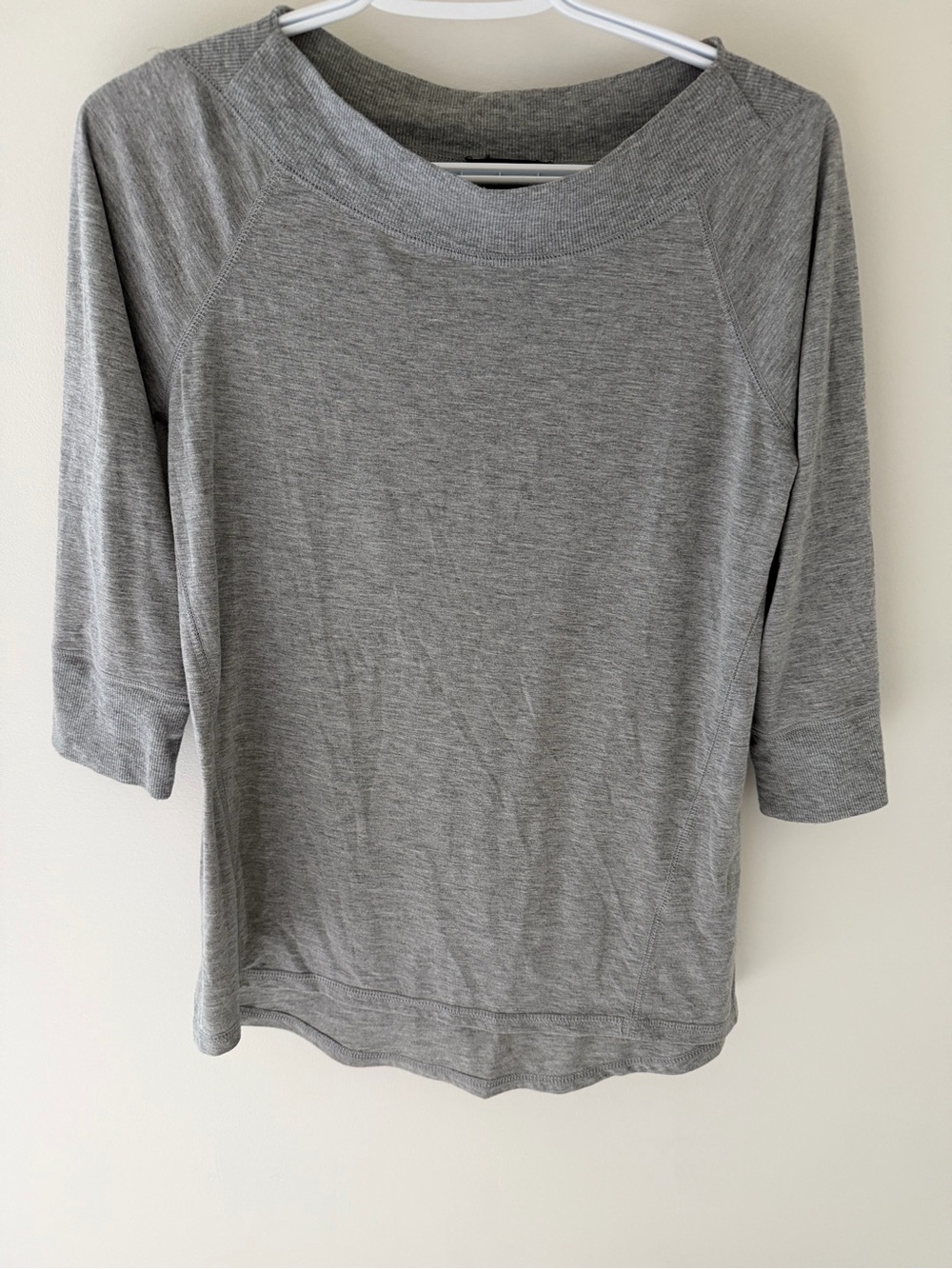 Tribal Heather Gray Boatneck Three-Quarter Sleeve Top